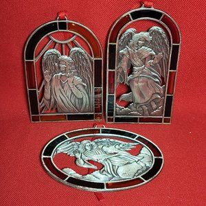 VTG Home for the Holidays Stained Glass Angel Christmas Ornaments